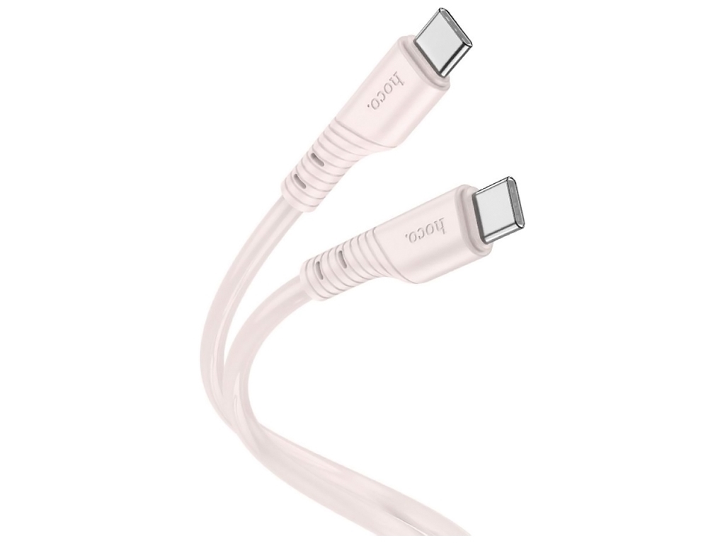 Кабель USB Hoco X97 Crystal color 60W Silicone Type C to Type C, Розовый