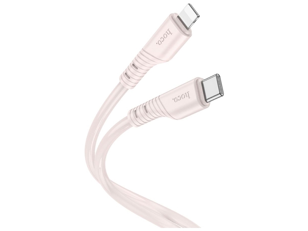 Кабель USB Hoco X97 Crystal color PD20W Silicone Type C to Lightning, Розовый