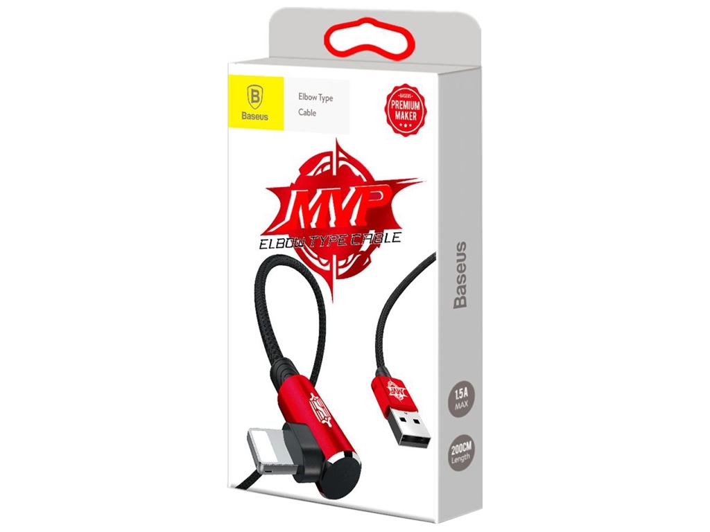 Кабель USB Baseus MVP Elbow CALMVP Lightning 1.5A 2m, Красный