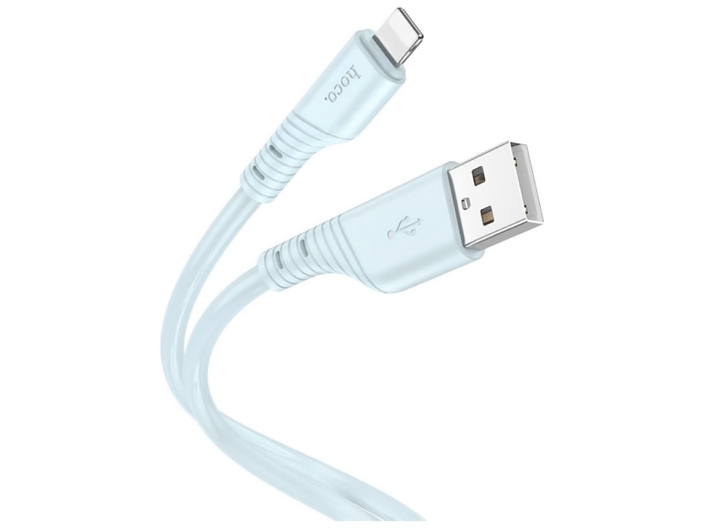 Кабель Hoco X97 Crystal color Silicone Lightning, Блакитний