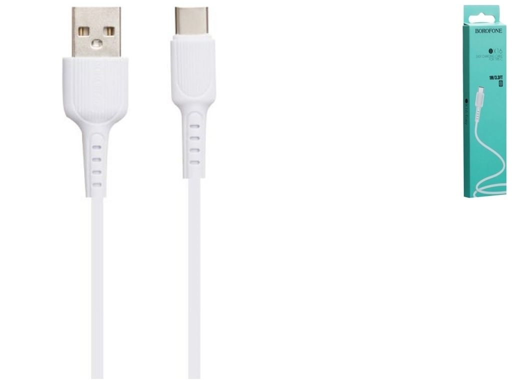 Кабель USB Borofone BX16 Type-C М'ята упаковка, Білий