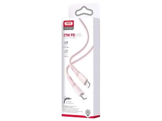 Кабель USB XO NB-Q226A 27W Silicone two-color TYPE-C to Lightning, Розовый