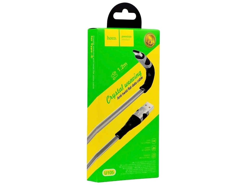 Кабель USB Hoco U105 Treasure jelly Type-C 1.2m, Сталевий