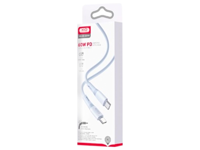 Кабель USB XO NB-Q226B 60W Silicone two-color Type-C to Type-C Цвет Голубой