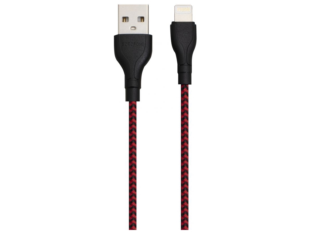 Кабель USB Borofone BX39 Beneficial Lightning, Чорно-Червоний