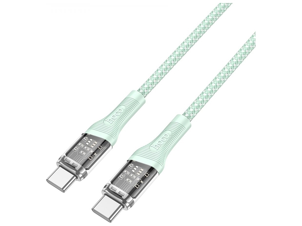 Кабель USB Hoco U111 Transparent Discovery Edition 60W Type-C to Type-C, Зелений