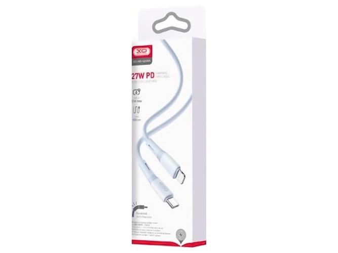 Кабель USB XO NB-Q226A 27W Silicone two-color TYPE-C to Lightning, Голубой