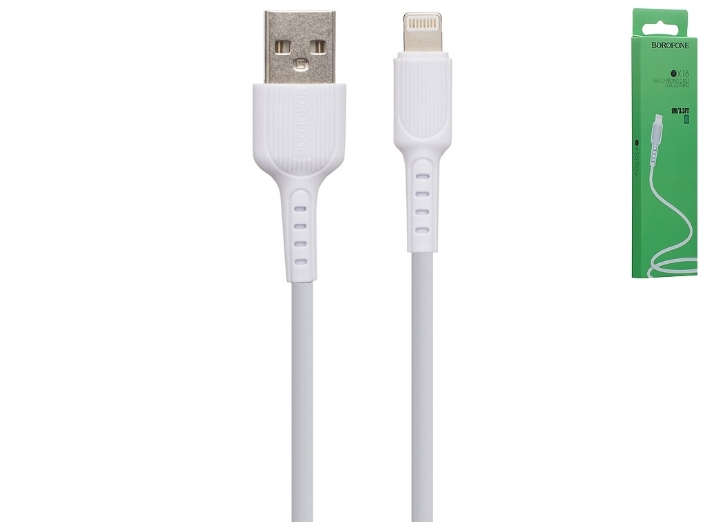 Кабель USB Borofone BX16 Lightning Колір Білий