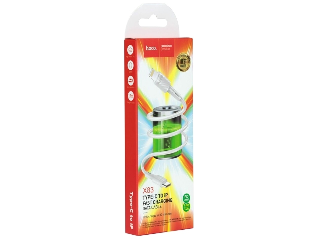 Кабель USB Hoco X83 PD Type-C to Lightning, Білий