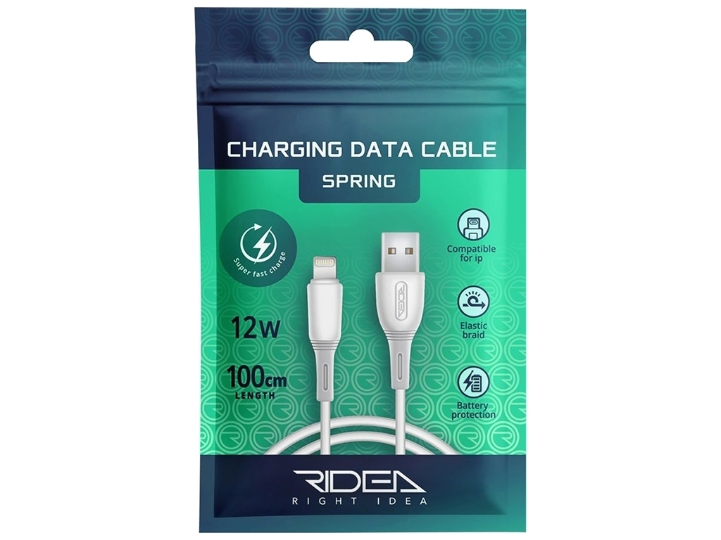 Кабель USB Ridea RC-M133 Spring 12W Lightning, Белый