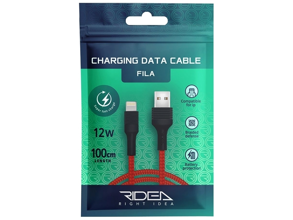 Кабель USB Ridea RC-M132 Fila 12W Lightning, Красно-Чёрный