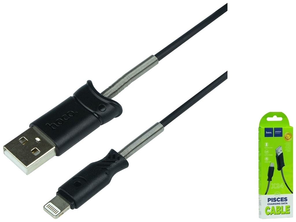 Кабель USB Hoco X24 Pisces Lightning, Чёрный