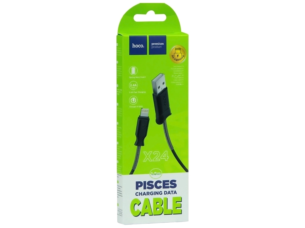 Кабель USB Hoco X24 Pisces Lightning, Чёрный