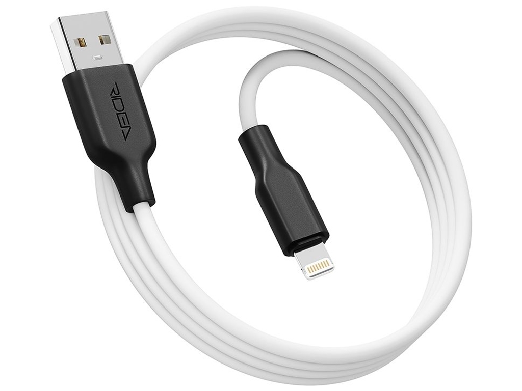 Кабель USB Ridea RC-M134 Soft Silico 12W Lightning, Бело-Чёрный