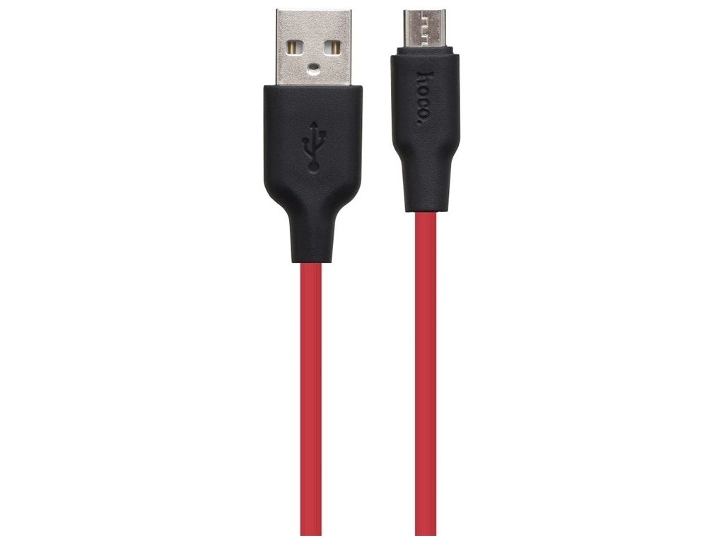 Кабель USB Hoco X21 Plus Silicone Micro 0.25m, Чёрно-Красный
