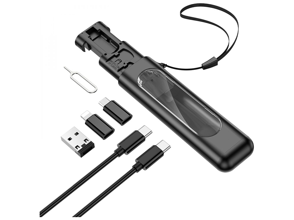 Кабель USB Borofone BU36, 3в1 Storage charging data cable set Колір Чорний