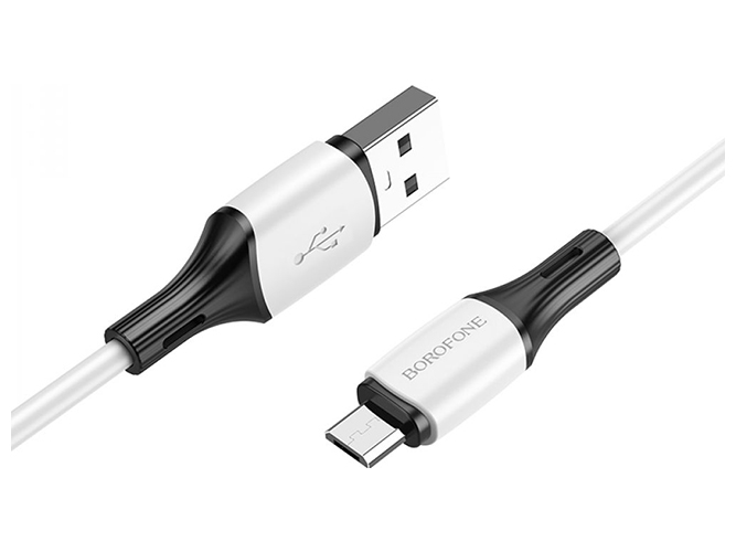 Кабель USB Borofone BX79 Silicone Micro 2.4A, Білий