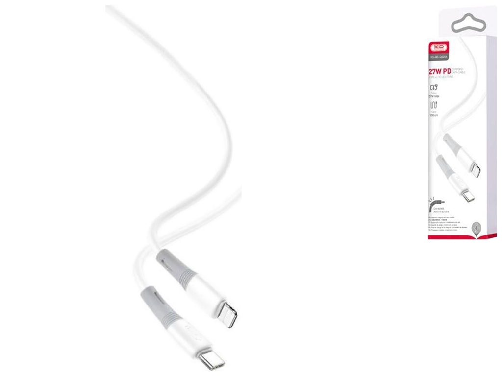 Кабель USB XO NB-Q226A 27W Silicone two-color TYPE-C to Lightning, Белый