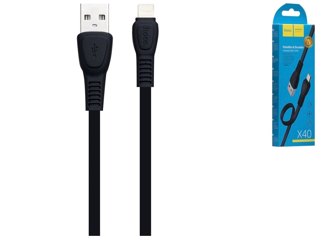 Кабель USB Hoco X40 Noah Lightning, Чёрный
