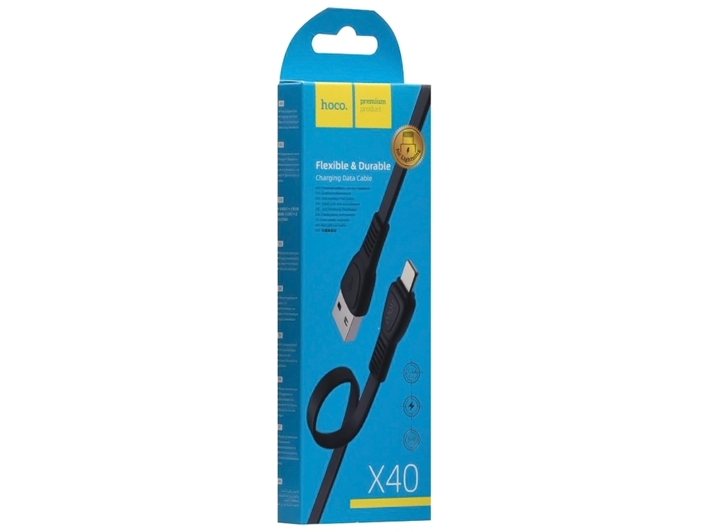 Кабель USB Hoco X40 Noah Lightning, Чёрный