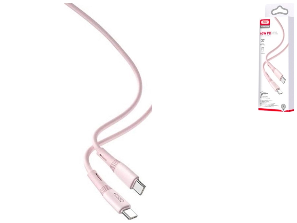 Кабель USB XO NB-Q226B 60W Silicone two-color Type-C to Type-C Цвет Розовый