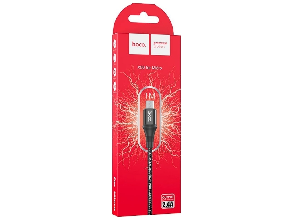 Кабель USB Hoco X50 Excellent Micro, Чёрный