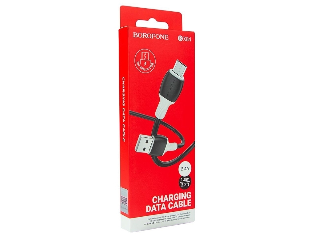 Кабель USB Borofone Bx84 Micro 2.4A, Чёрный