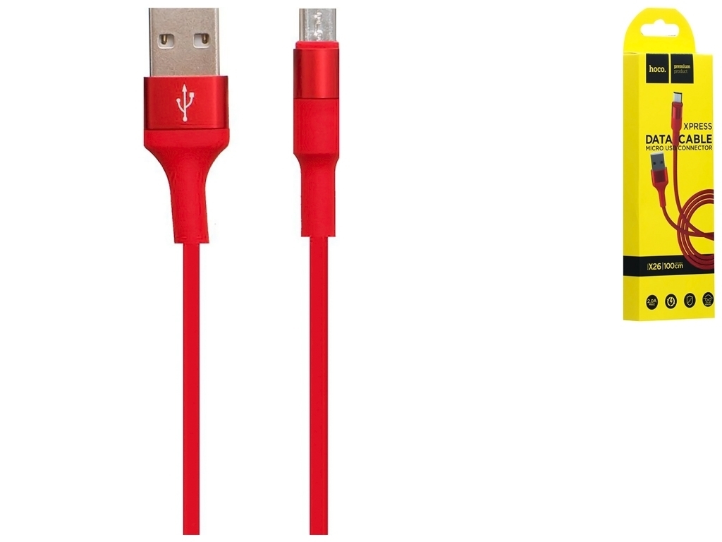 Кабель USB Hoco X26 Xpress Charging Micro, Красный