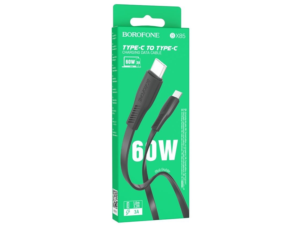 Кабель USB Borofone BX85 60W (20V/3A) Type-C to Type-C, Чёрный