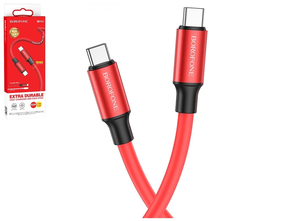 Кабель USB Borofone BX82 60W Type-C to Type-C, Красный