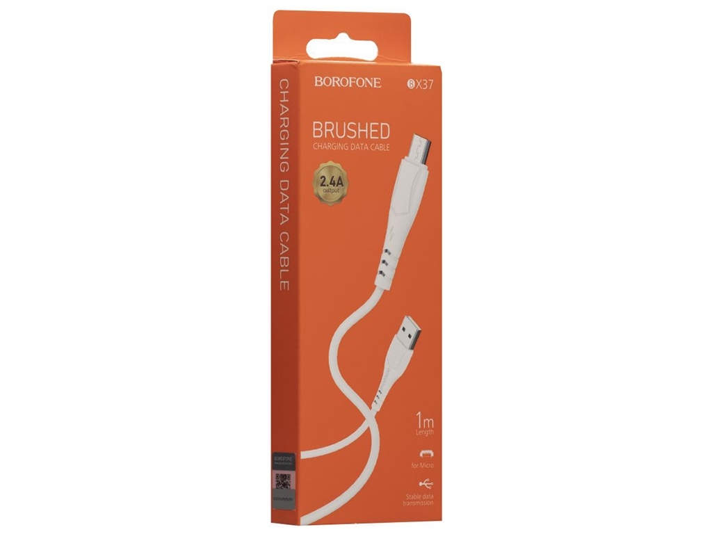 Кабель USB Borofone BX37 Wieldy Micro, Бiлий