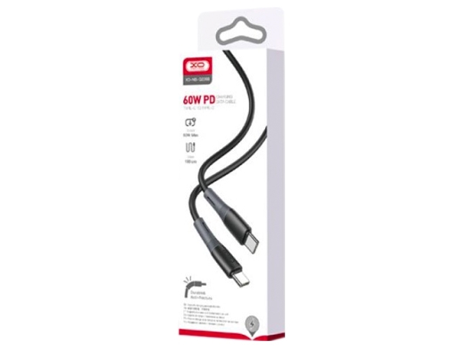 Кабель USB XO NB-Q226B 60W Silicone two-color Type-C to Type-C Цвет Черный