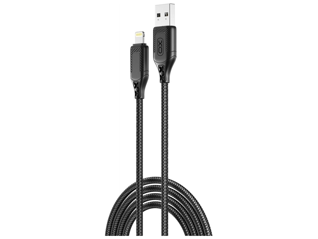Кабель USB XO NB235 Zebra series Braided 2.4A Lightning, Черный