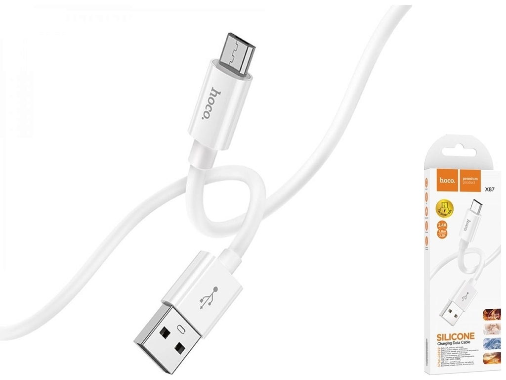 Кабель USB Hoco X87 Magic silicone Micro, Белый