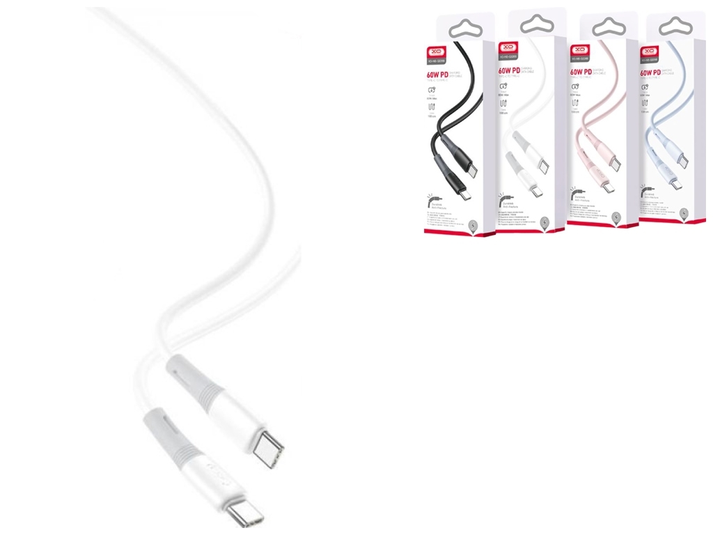 Кабель USB XO NB-Q226B 60W Silicone two-color Type-C to Type-C Цвет Белый