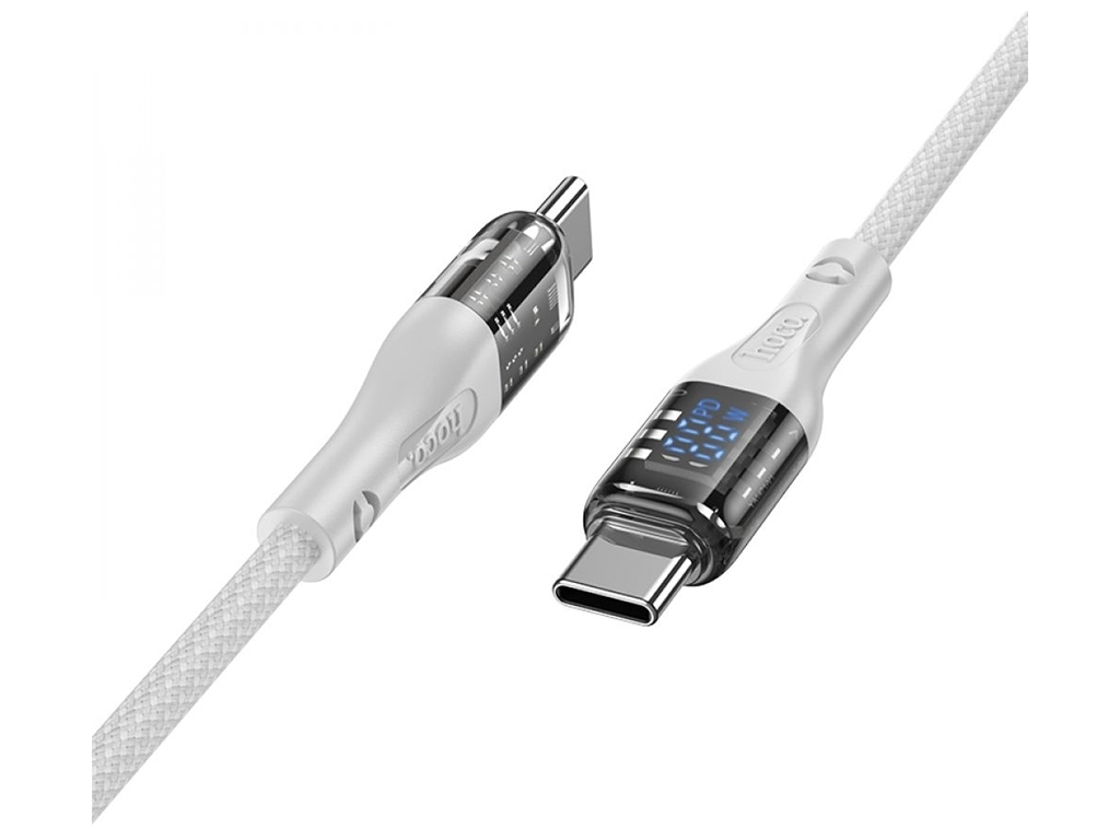 Кабель USB Hoco U115 Transparent 100W With Display Type-C to Type-C 1.2m Колір Сiрий