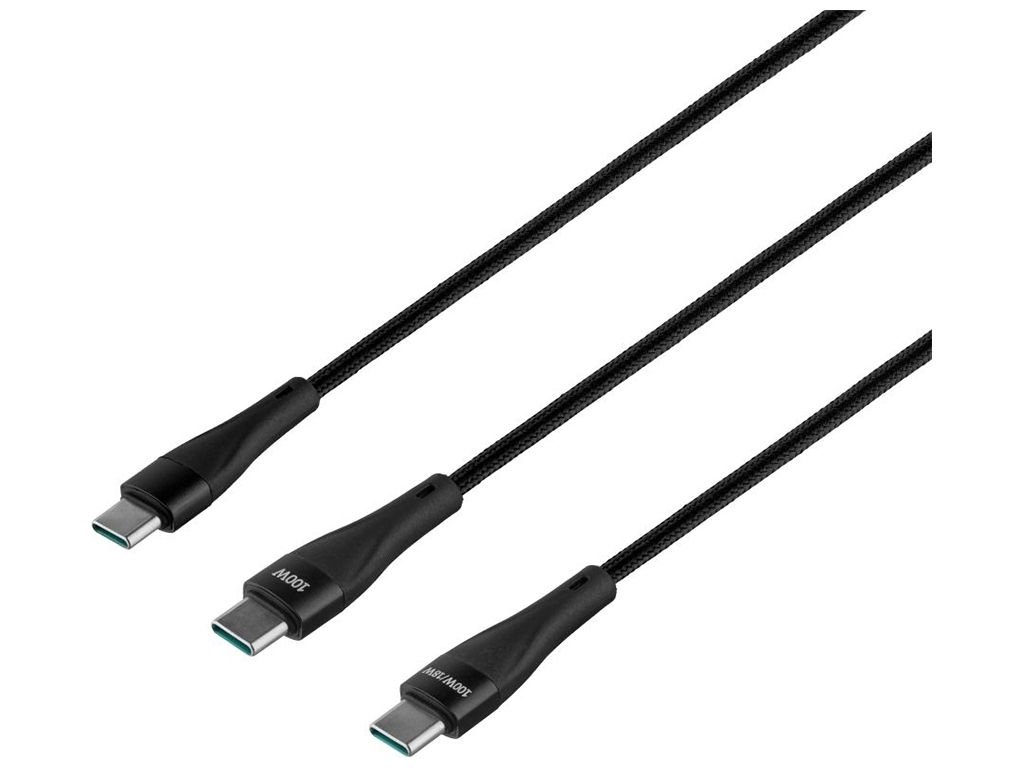 Кабель USB Hoco U102 Super 2 in1 Type-C to Type-C / Type-C 100W Цвет Чёрный