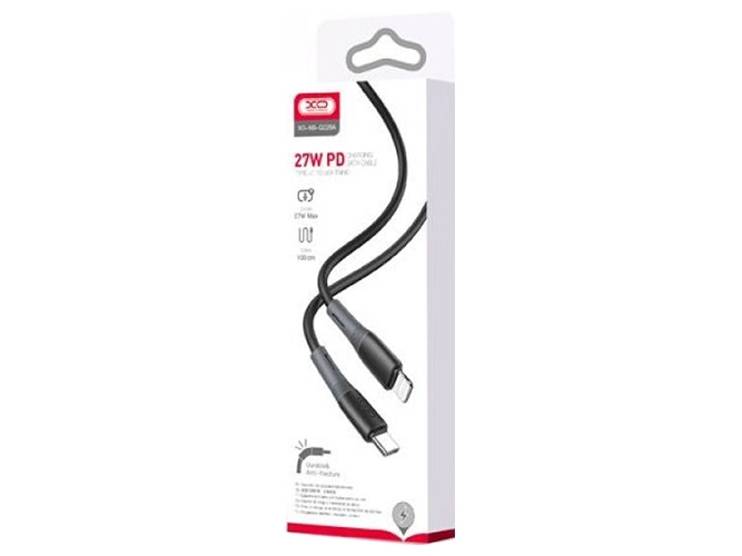 Кабель USB XO NB-Q226A 27W Silicone two-color TYPE-C to Lightning, Черный