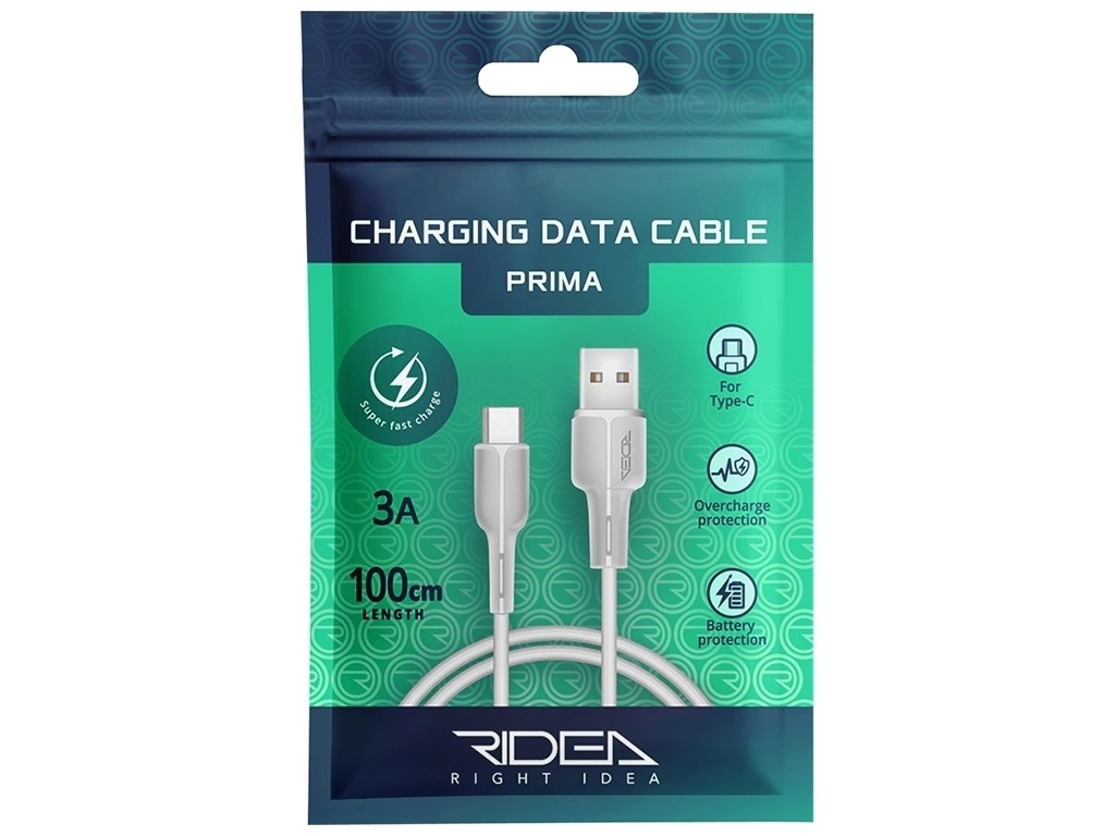 Кабель USB Ridea RC-M121 Prima Type-C 3A, Белый
