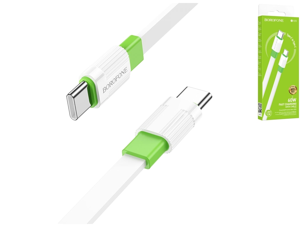 Кабель USB Borofone BX89 Union 60W Type-C to Type-C, Біло-зелений