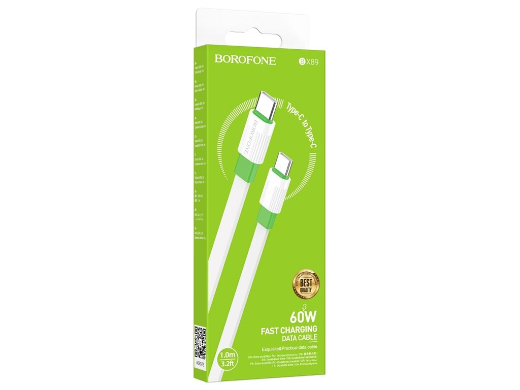 Кабель USB Borofone BX89 Union 60W Type-C to Type-C, Біло-зелений