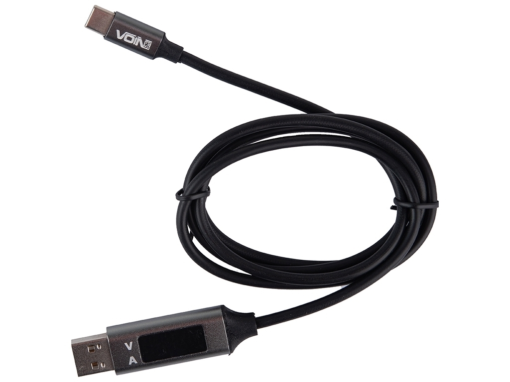 Кабель VOIN USB-Type C 3А, 1м, grey с дисплеем, CC-3201C GY