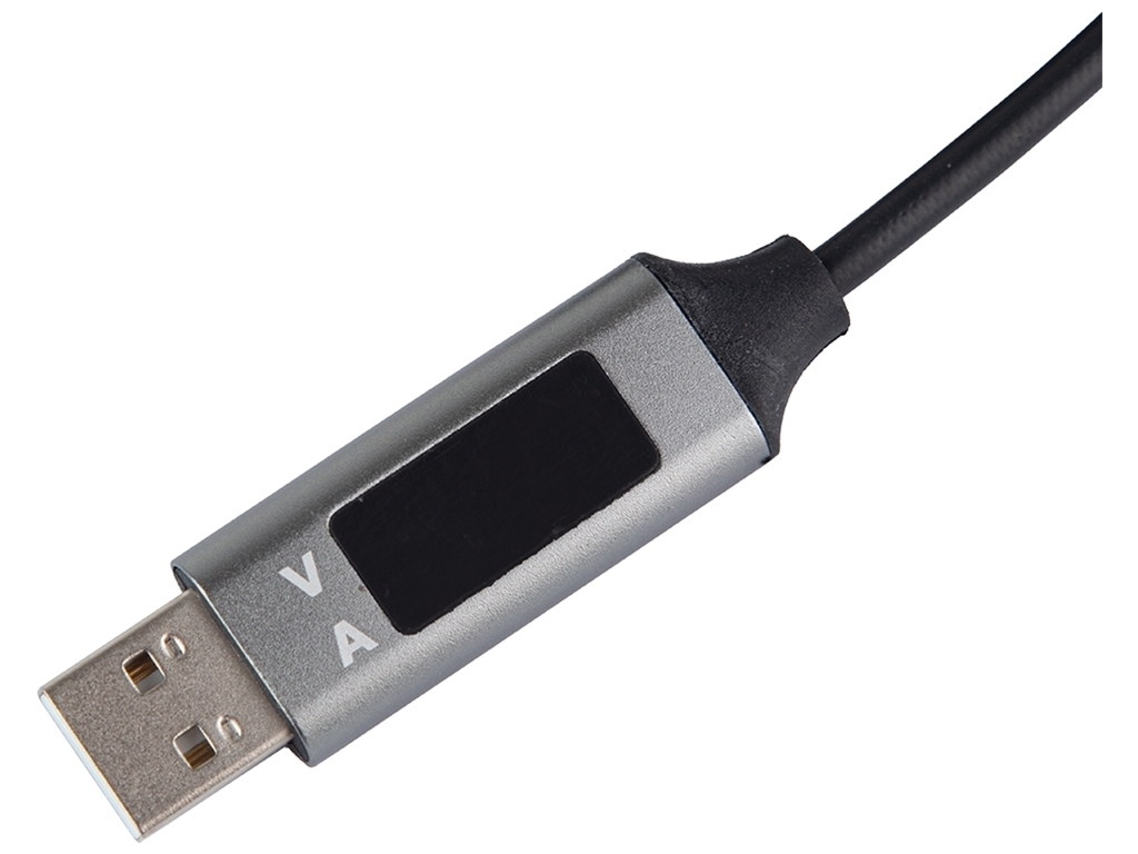 Кабель VOIN USB-Type C 3А, 1м, grey с дисплеем, CC-3201C GY