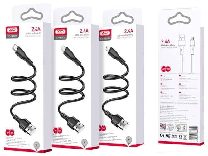 Кабель USB XO NB230 Rock Series Micro 2.4A Цвет Черный
