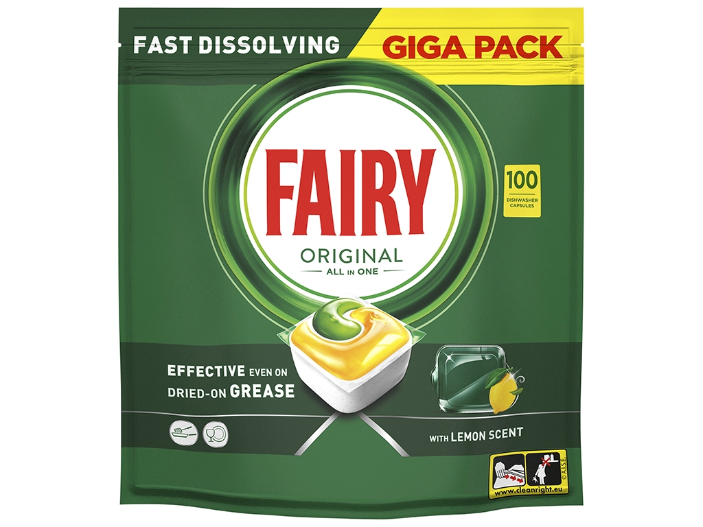 Капсулы для посудомоечных машин Fairy Original All in One Лимона, 100шт