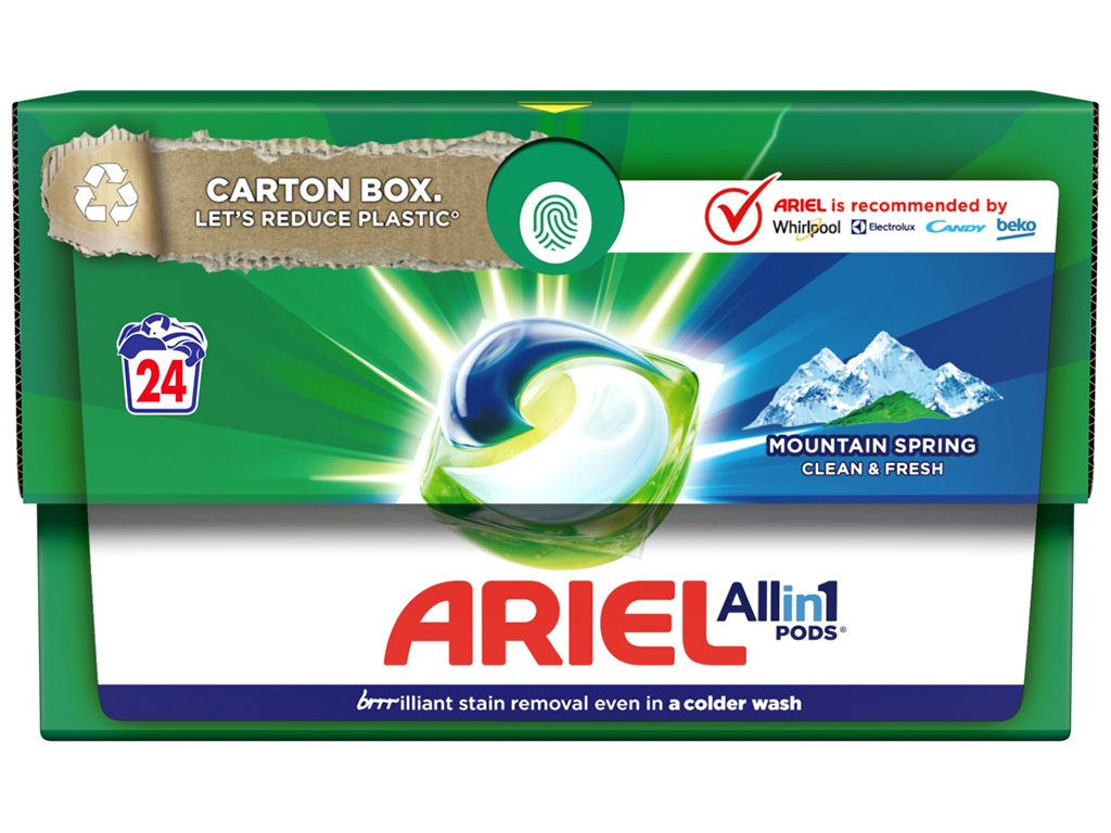 Капсули для прання Ariel Pods Все-в-1 Гірське джерело, 24шт