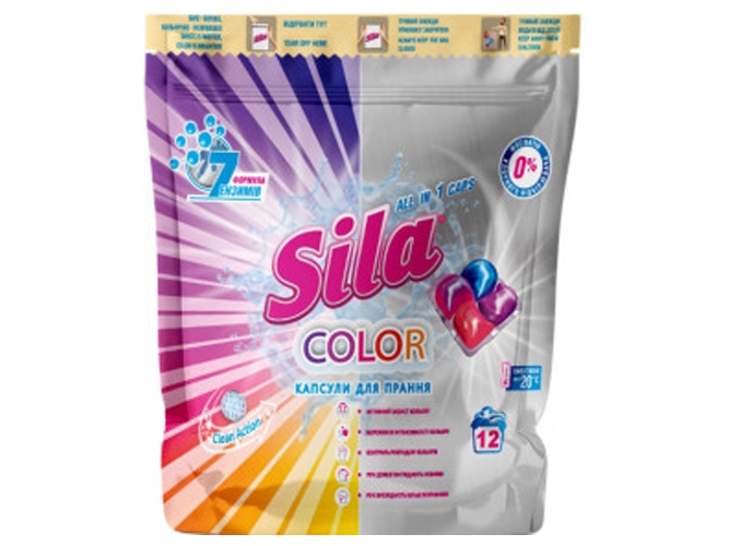 Капсулы для стирки Sila Color концентрированные, 12шт, 252г