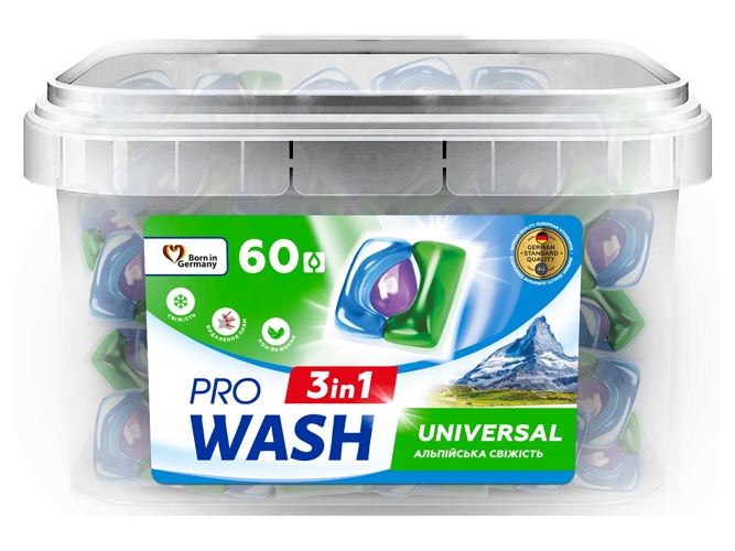 Капсулы для стирки универсальные ProWash Альпийская свежесть, 60шт