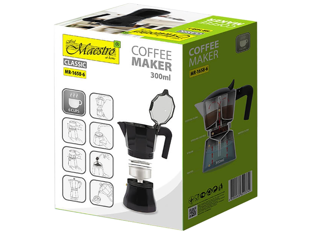 Кофеварка Maestro Espresso Moka, алюминиевая, 300мл