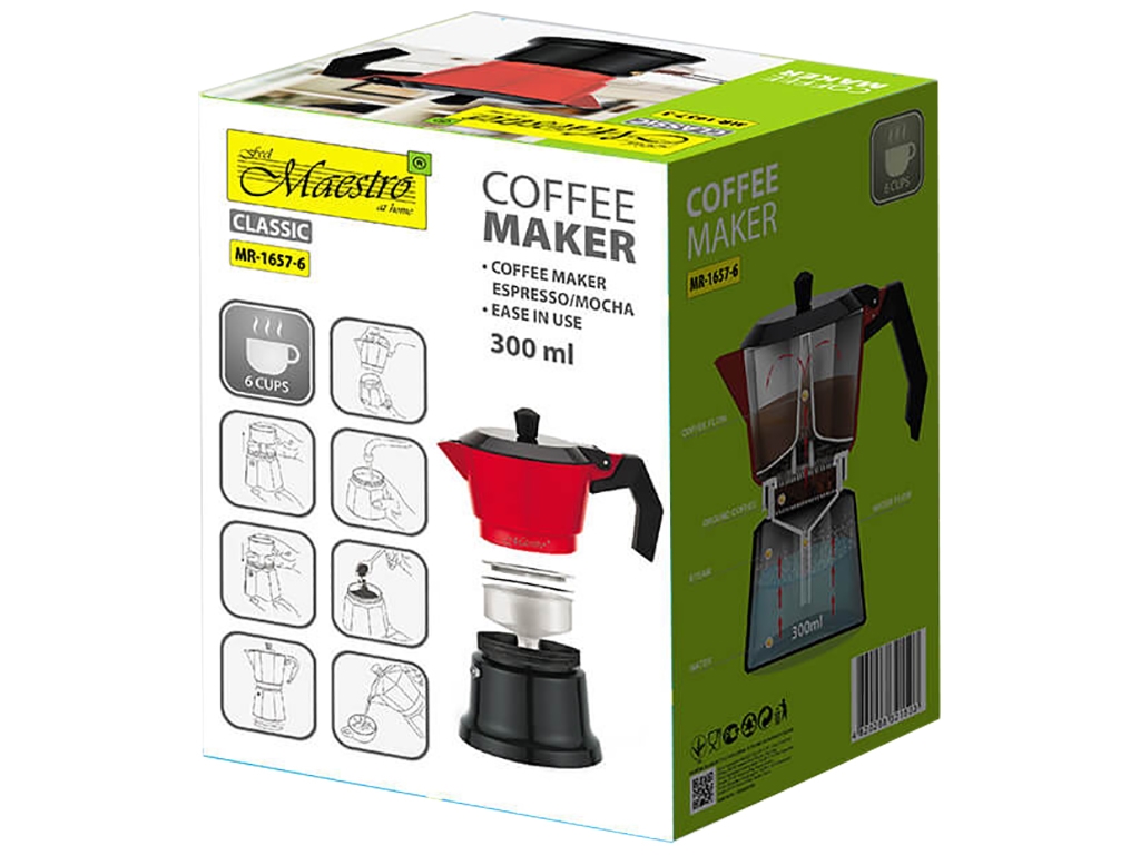 Кофеварка Maestro Espresso Moka, алюминиевая, 300мл